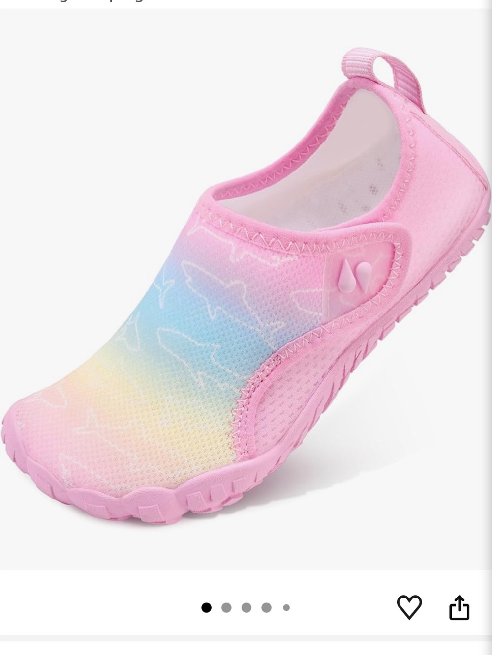 Girls' Pastel Rainbow Pink Water Shoes - Slip-On Swim Sneakers